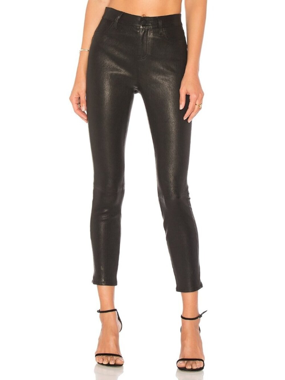 NWT L’AGENCE Adelaide in Noir Black Stretch Lamb Leather Skinny Pants 24 $895